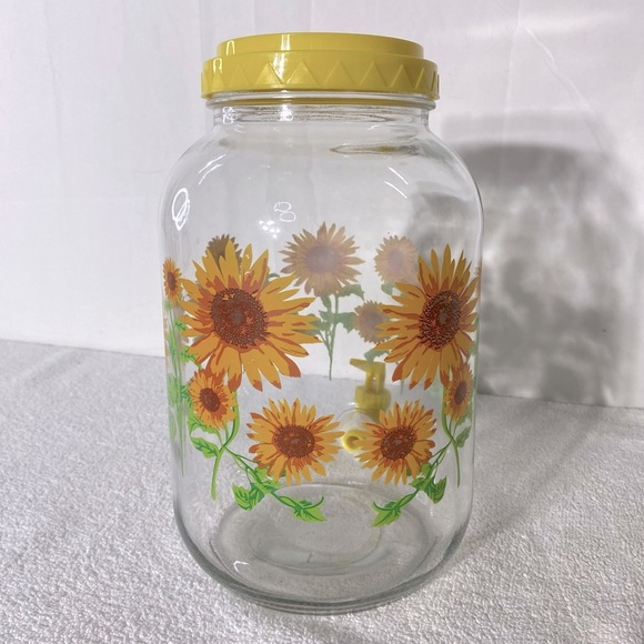 Vintage Sun Tea Sunflower Glass Beverage Dispenser Jar - Picture 6 of 12